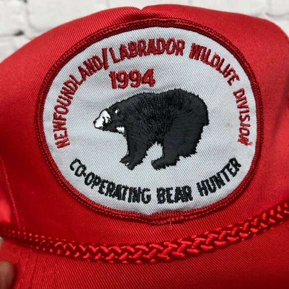 Vintage Trucker Hat Rope Cap Red New FOUNDLAND Labrador Wildlife - BROKEN SNAPS - Picture 5 of 8